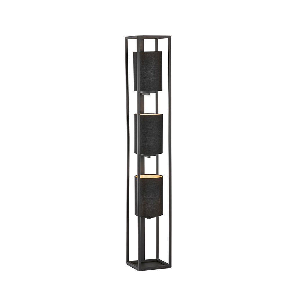FISCHER & HONSEL Stehlampe, Leuchtmittel nicht inklusive, Stehlampe Stehleuchte Wohnzimmerlampe 3 flammig schwarz gold H 130 cm