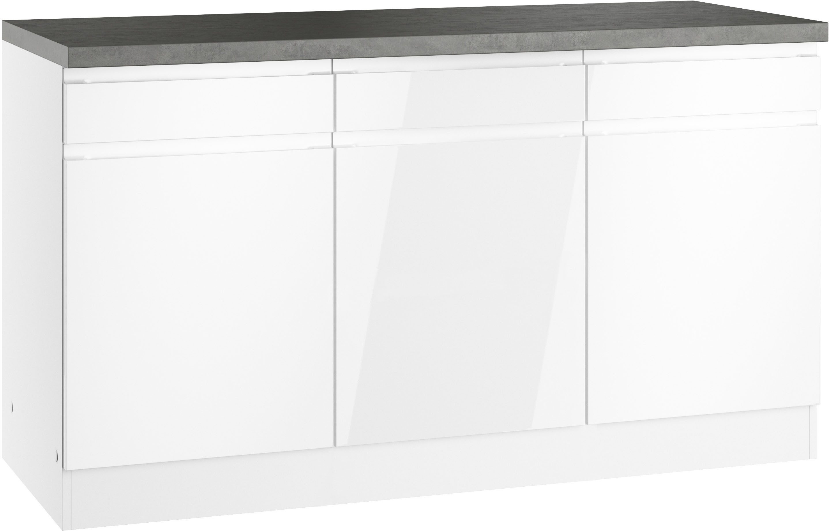 KOCHSTATION Unterschrank KS-Virginia,neu in verbesserter Ausführung (Stauraum, Softclose) Breite 150 cm, 3 Türen, Soft-Close-Funktion