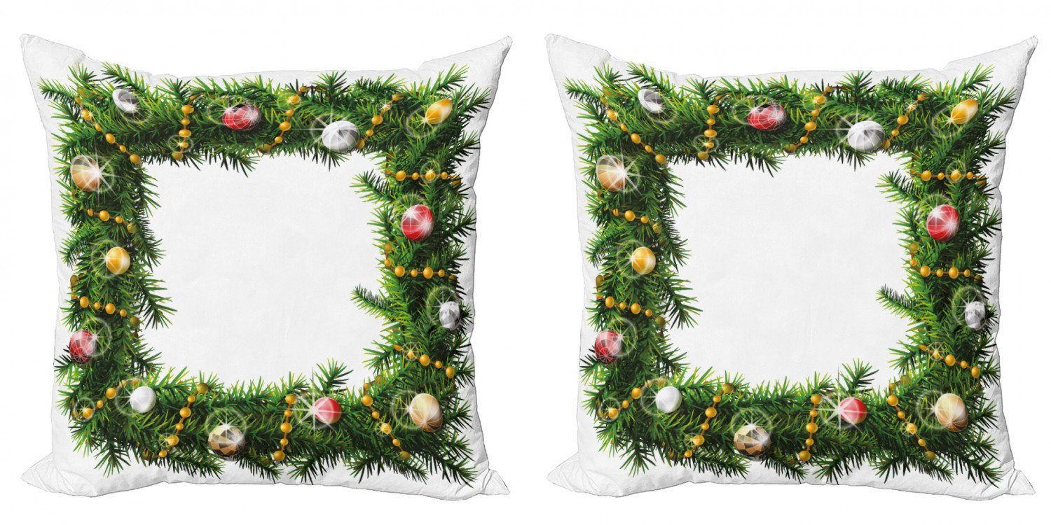 Kissenbezüge Modern Accent Doppelseitiger Digitaldruck, Abakuhaus (2 Stück), Weihnachten Winter-Platz Kranz