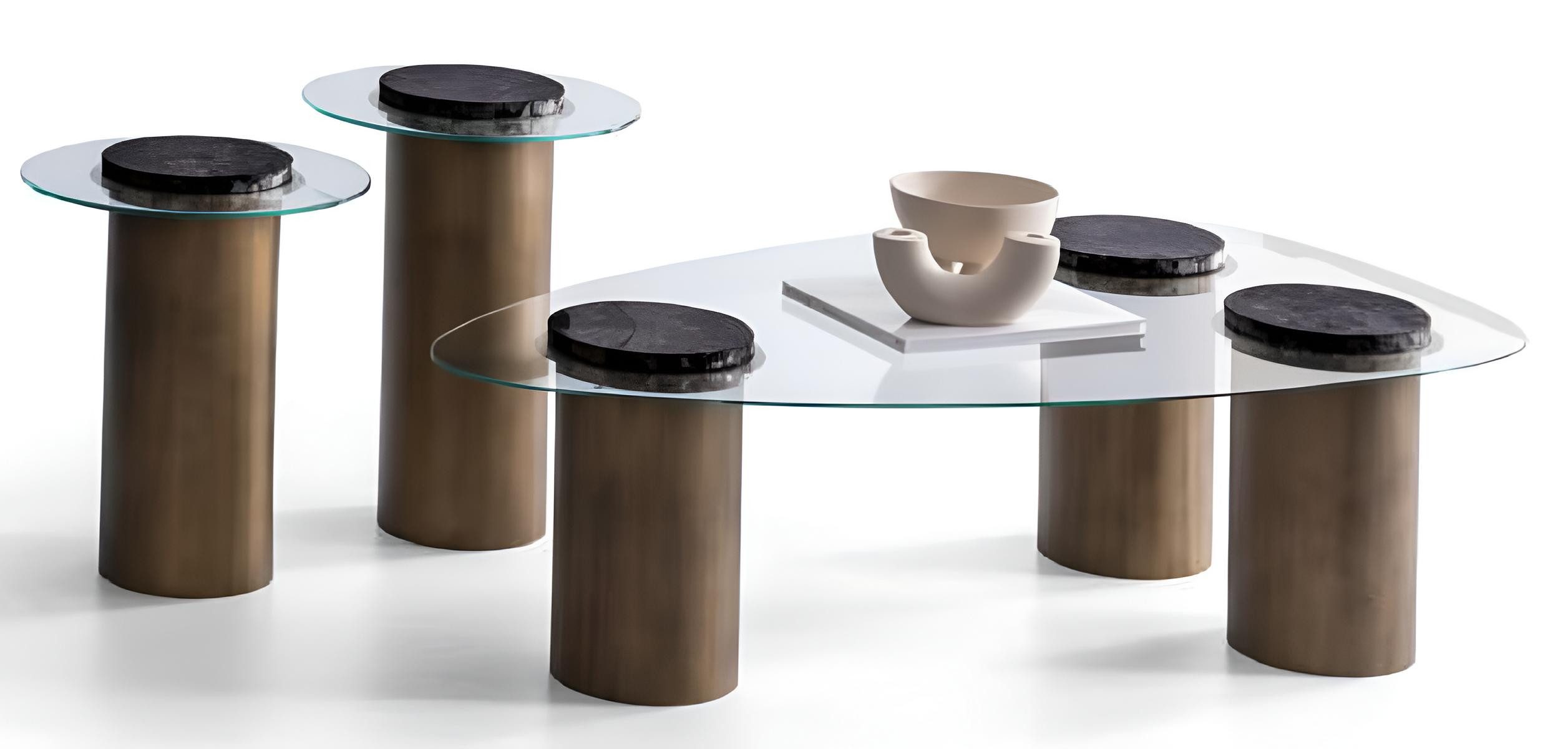 JVmoebel Couchtisch Luxuriöses 3tlg. Couchtisch-Set Moderne Glasplatten, Made in Europa