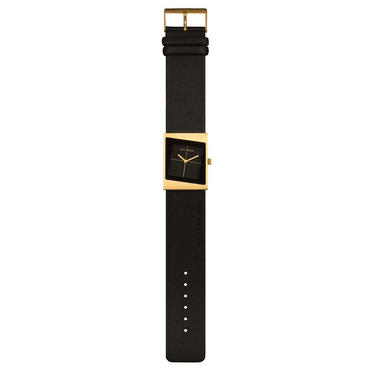 Rolf Cremer Quarzuhr Rolf Cremer Style 2 Unisexuhr 500054 Leder, Schwarz & Gold, (1-tlg)