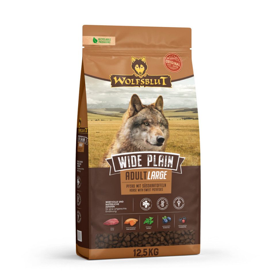 Wolfsblut Wide Plain Large Breed - getreidefreies Futter mit großen Kroketten, Trockenfutter für: Hunde