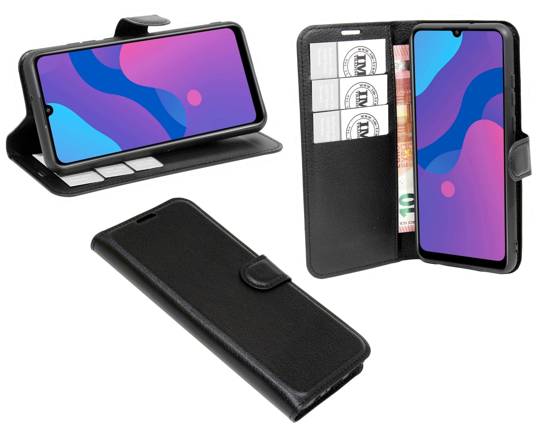 cofi1453 Handyhülle Hülle Tasche für Xiaomi Mi 8, Kunstleder Schutzhülle Handy Wallet Case Cover mit Kartenfächern, Standfunktion Schwarz