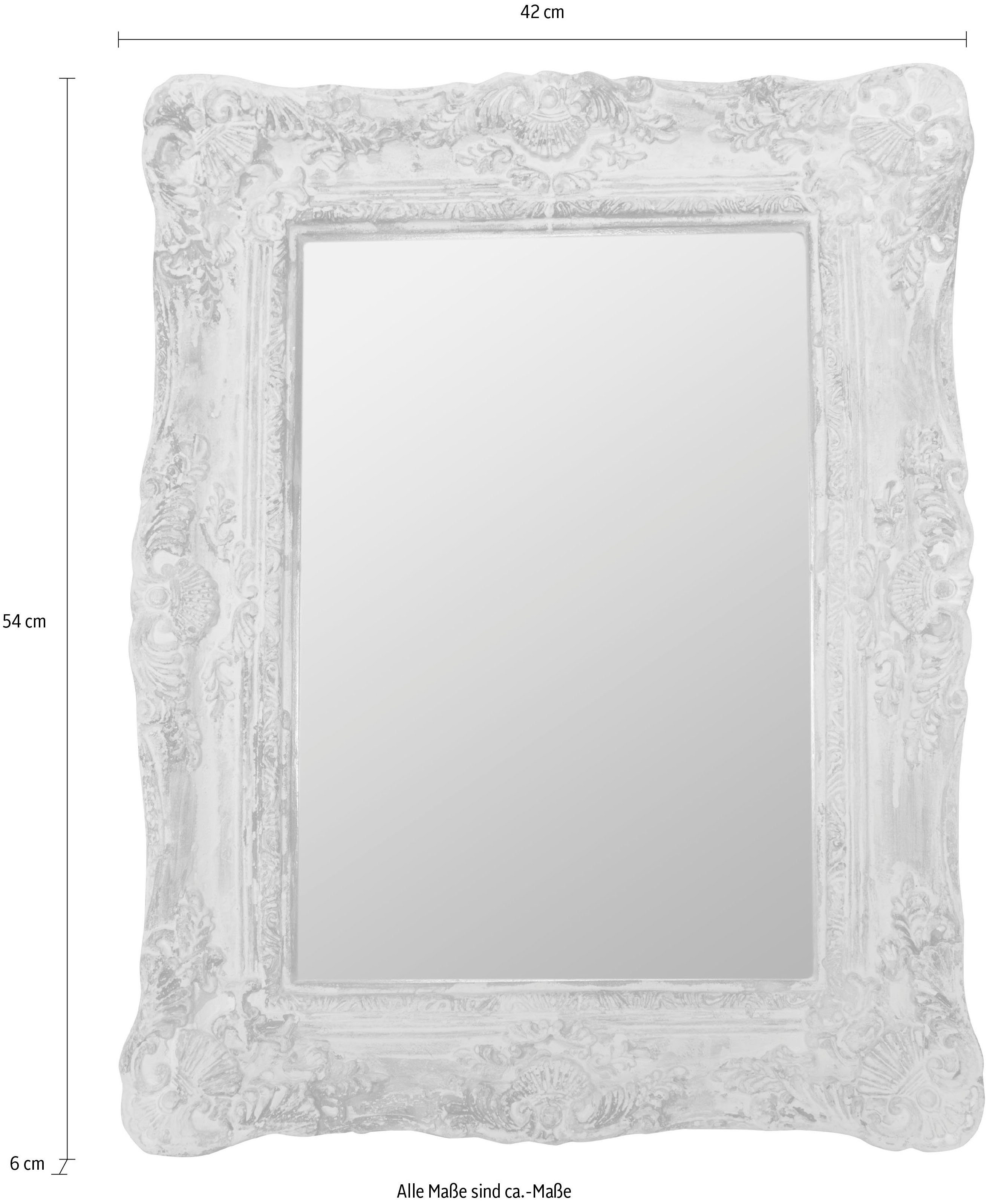 Myflair Möbel & Accessoires Wandspiegel Monja (1-St), rechteckig, verzierter Rahmen aus Holz, Shabby Optik