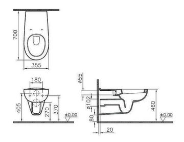 NORDWEST Handel AG WC-Komplettset VitrA Wand-WC VITRAFLUSH CONFORMA Tiefsp