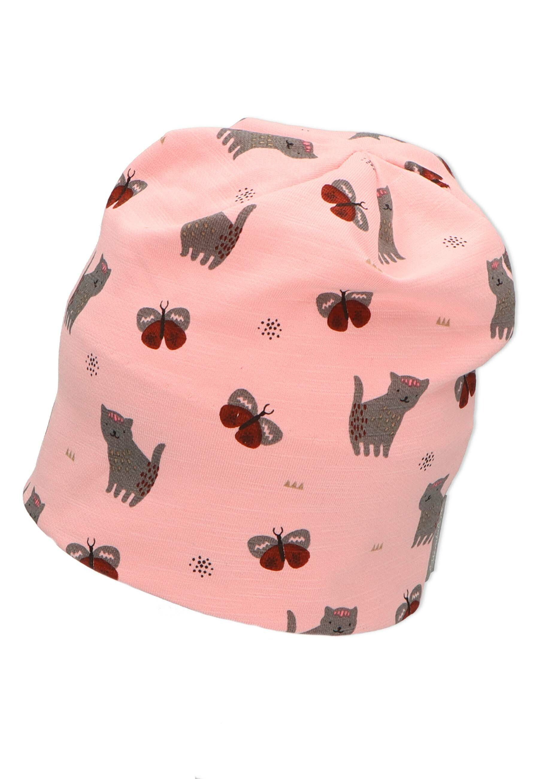 Sterntaler® Beanie Beanie (1-St., Cap für Kinder mit Größenregulierung ideal für den Sommer) Babymütze aus Jersey in Rosa mit niedlichen Tiermotiven