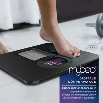 MyBeo Personenwaage, Digitale Körperwaage, Badezimmer Waage, 6 mm Sicherheitsglas