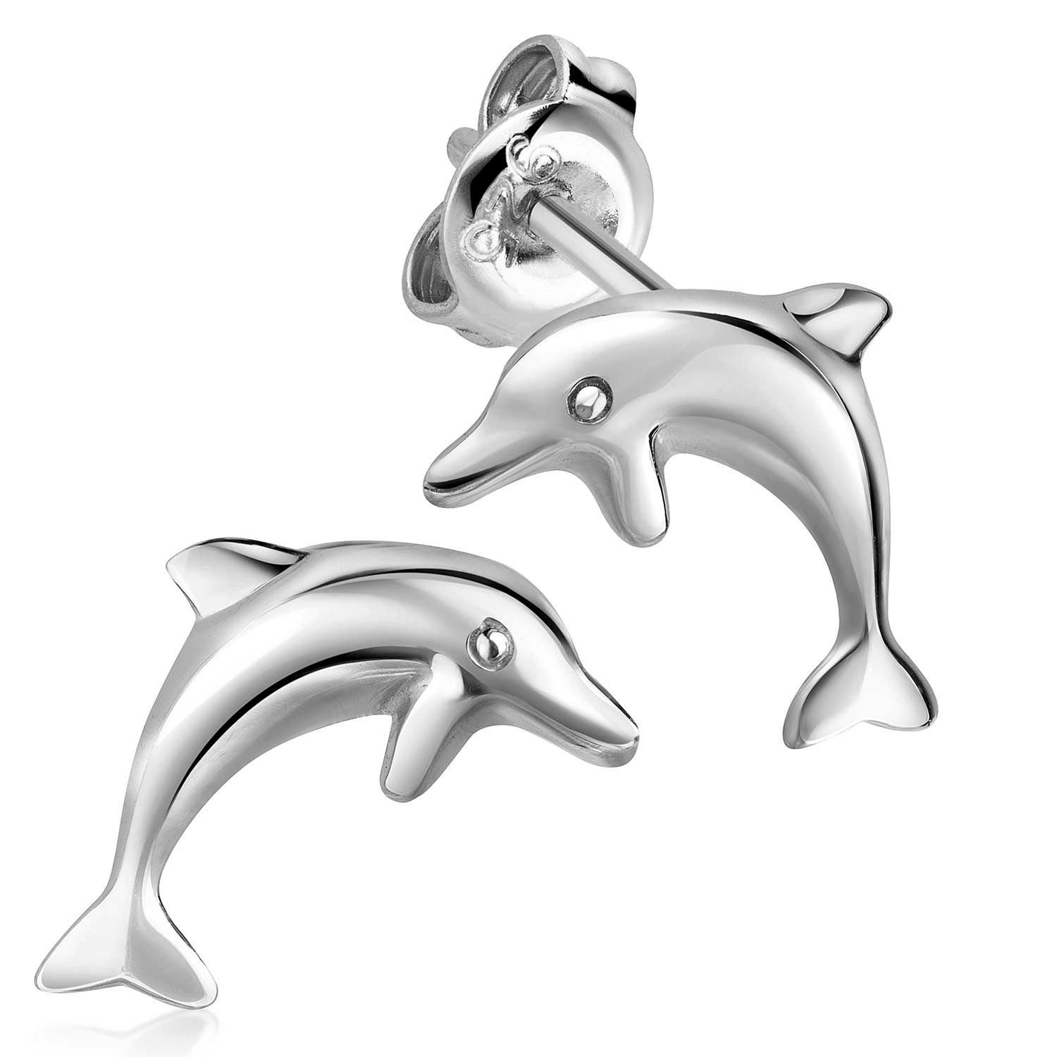 Paar Materia Sterling 925 Ohrstecker SO-318, Silber, rhodiniert Ohrringe Delfin Silber Dolphin