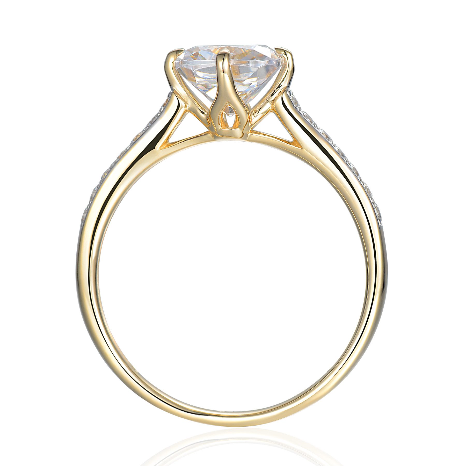 Stella-Jewellery Solitärring 585er Gelbgold Damenring Solitair mit Zirk Cushion (Ring mit Zirkonia, Zirkonia - inkl. Etui), Kissenschliff