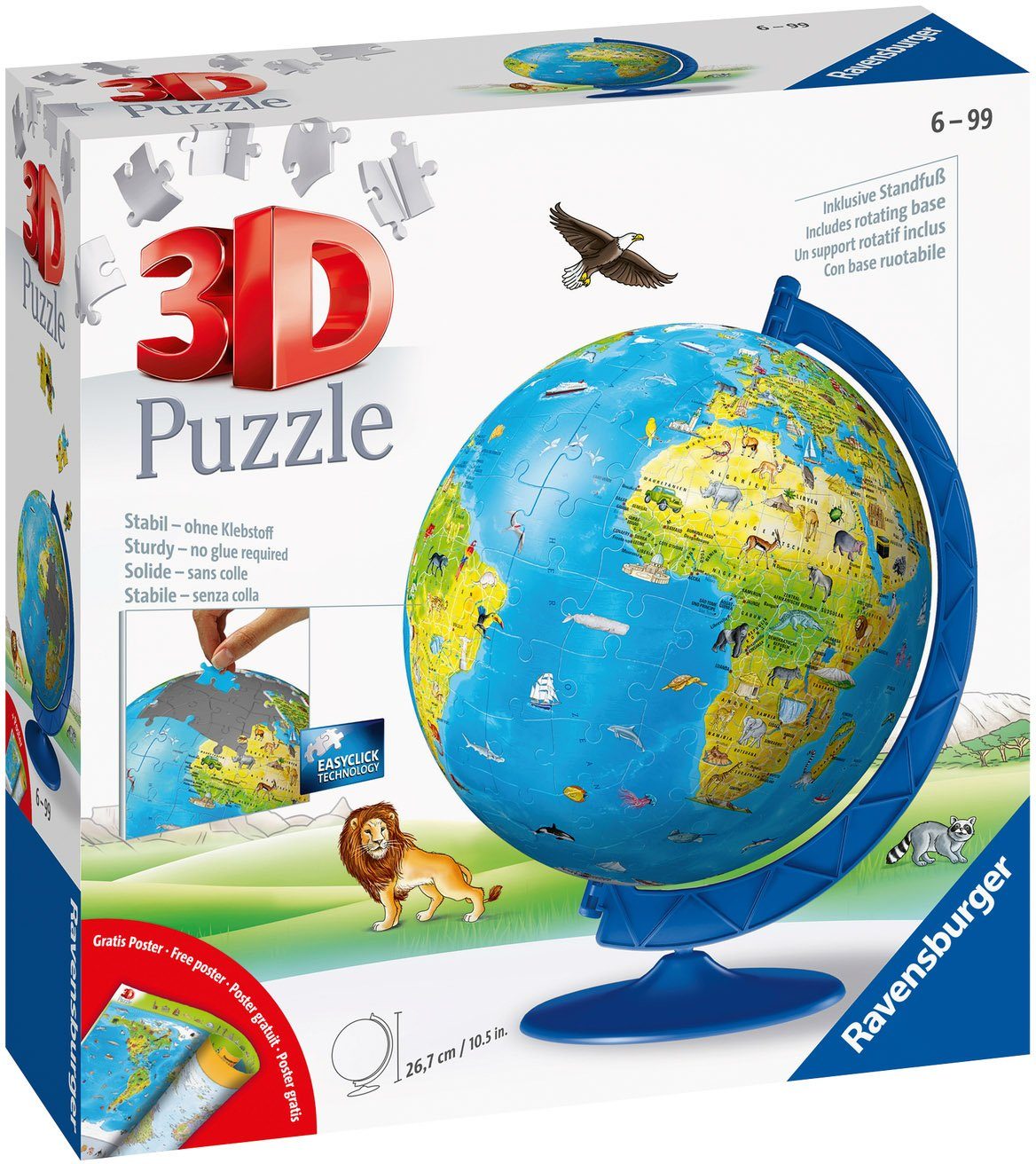 Ravensburger Puzzleball Kinderglobus in deutscher Sprache, 180 Puzzleteile, günstig online kaufen