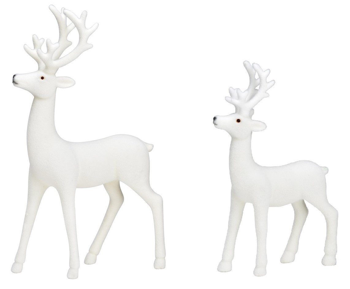 Wurm Weihnachtsfigur Otto 2er Set Deko-Figuren Hirsch – Weißer Samt-Look