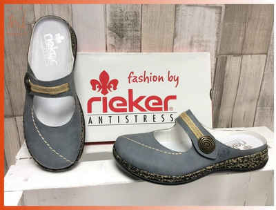 Rieker Rieker Clog Pantolette vorn geschlossen blau-grau Pantolette