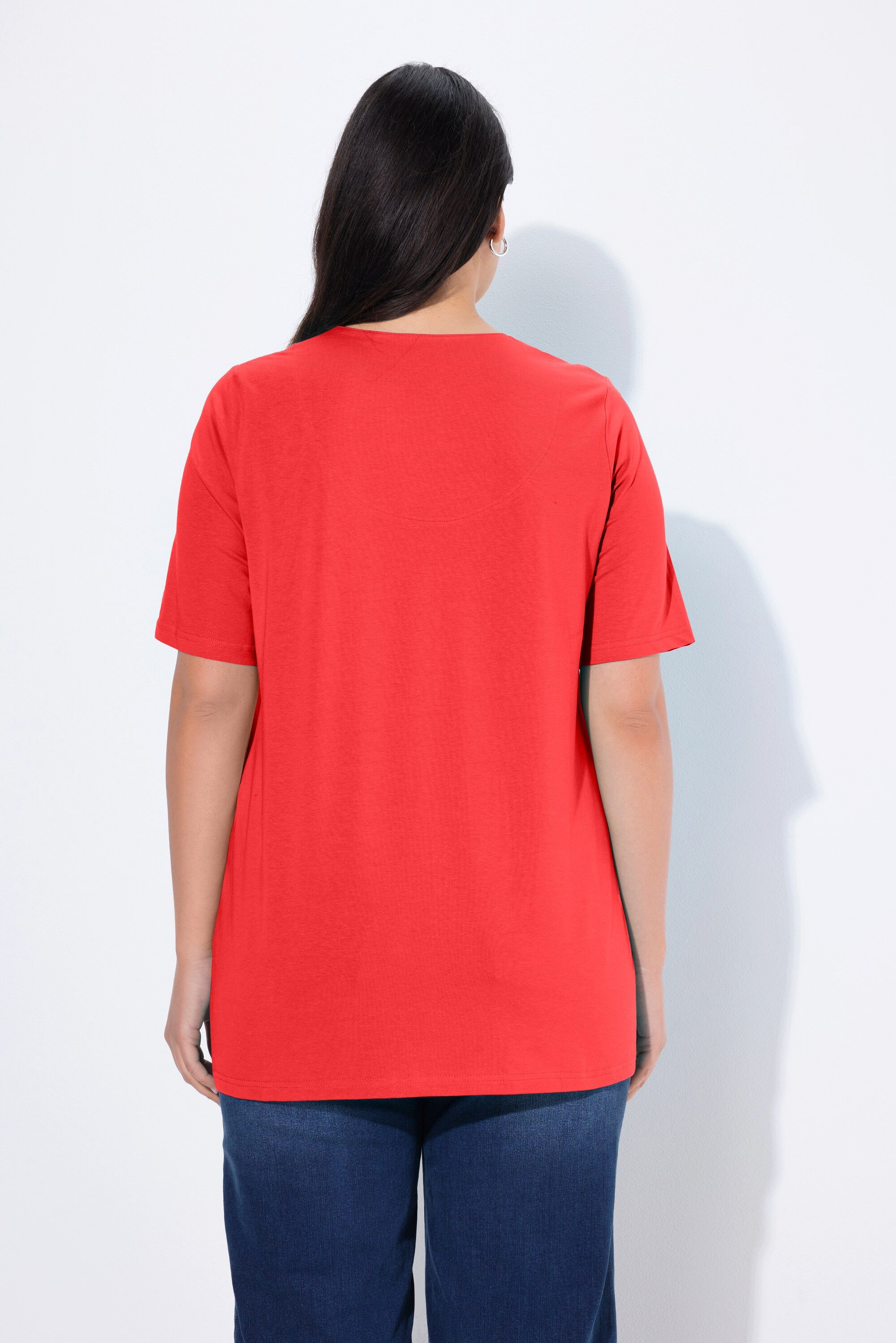 Ulla Popken T-Shirt T-Shirt A-Linie Tunika-Ausschnitt Halbarm