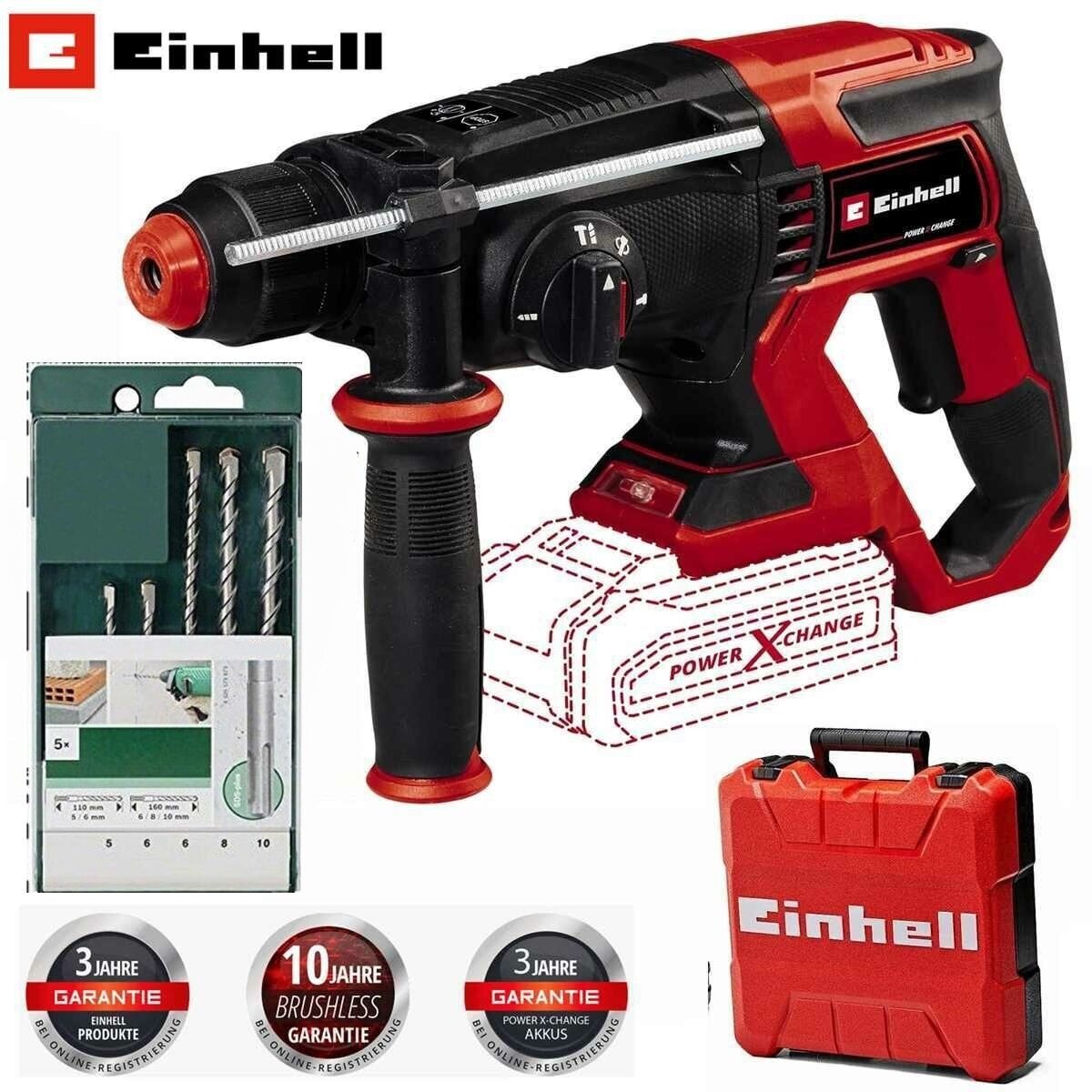 Einhell Akku-Bohrhammer Akku-Bohrhammer TE-HD 18/20 Li- Solo 18V + Bohrerse günstig online kaufen