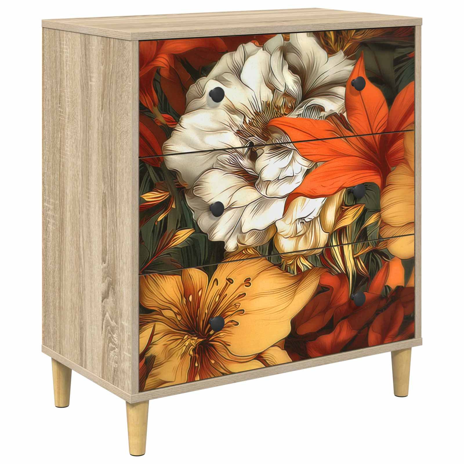 vidaXL Kommode 66 x 36,5 x 75 cm Kommode Schubladenschrank Sideboard GENNEP Lilienmus