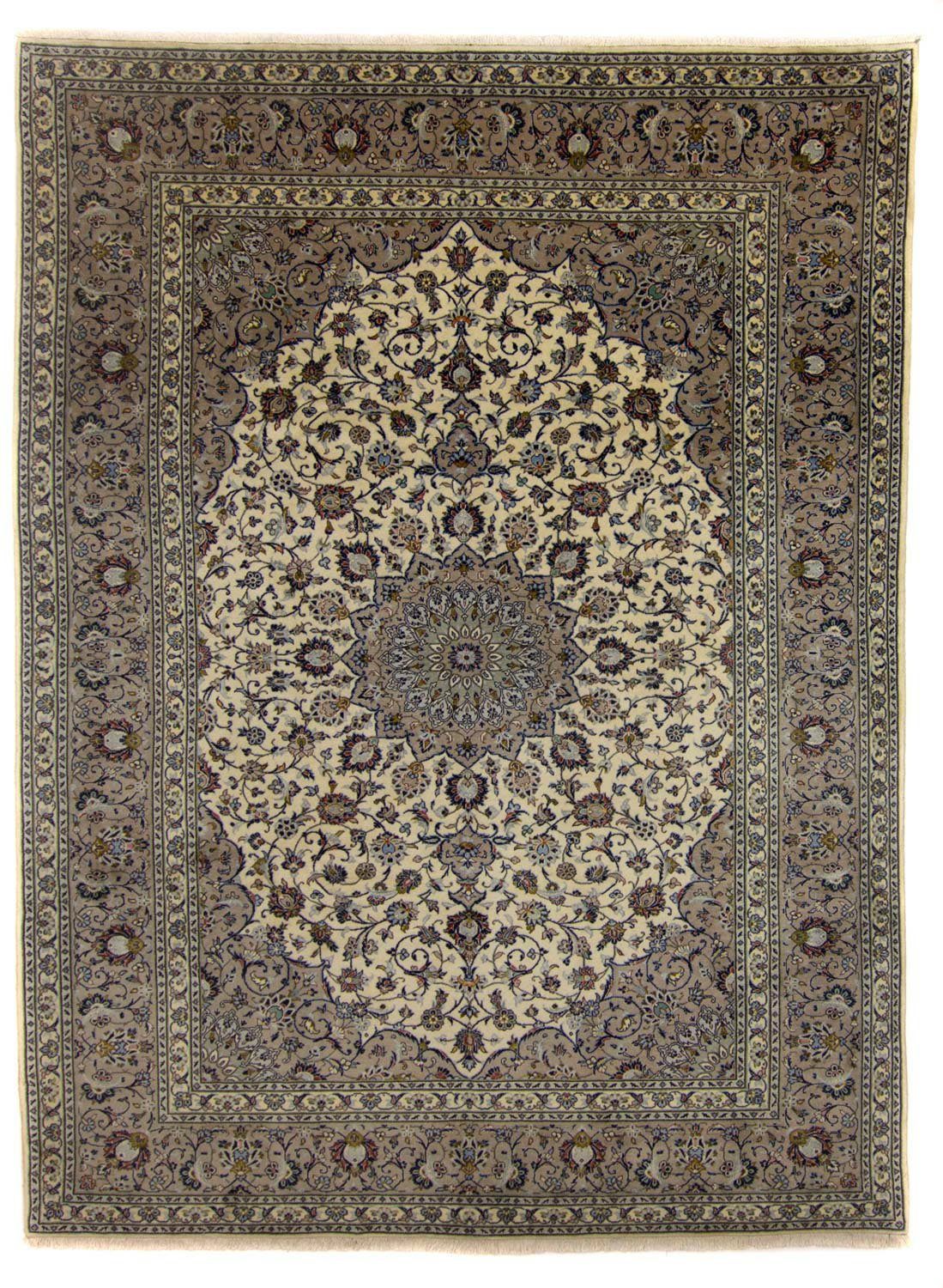 Wollteppich Keshan Medaillon Beige chiaro 335 x 247 cm, morgenland, rechteckig, Höhe: 10 mm, Unikat mit Zertifikat