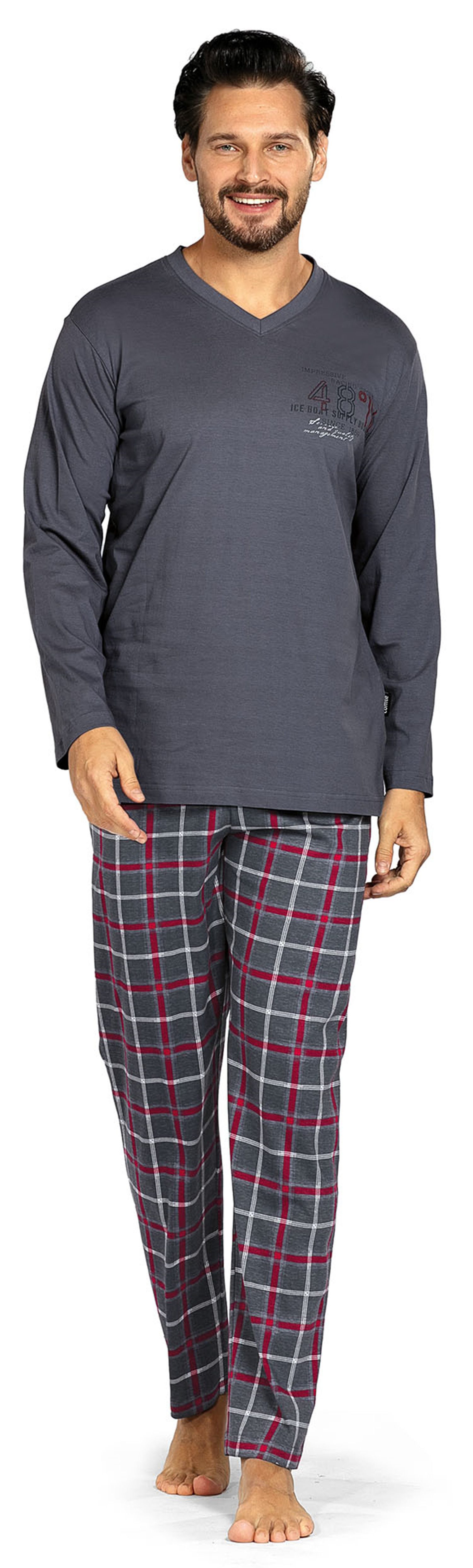 Comte Schlafanzug Herren Pyjama lang (2 tlg) Baumwolle