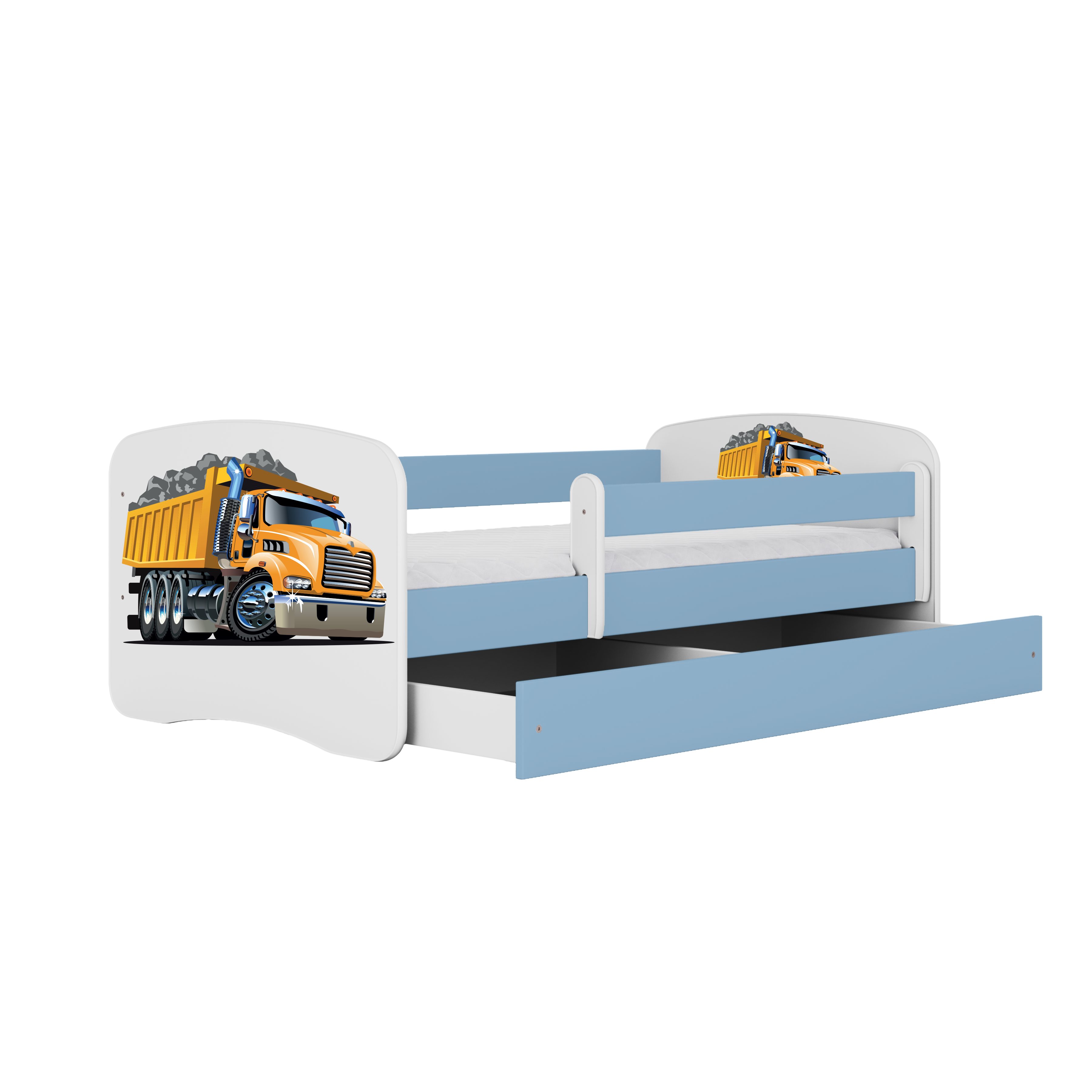 Raumhirsch Furniture Kinderbett 70x140, 80x160, 80x180 cm - Komplettset mit Schublade (Bett für Jungs, Einzelbett für Kinder 2–12 Jahre mit Rausfallschutz), verschiedene Farben & Designs