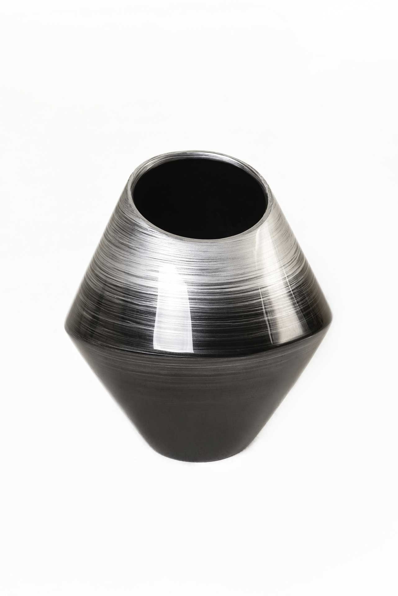 VIVANNO Bodenvase Fiberglas SARI Organisch - Spiralschwarz Hochglanz (1 St), 25x27 cm