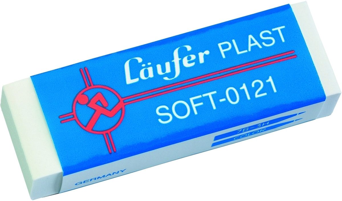 Läufer Radiergummi Radierer Plast Soft 0121 65x21x12mm weiß