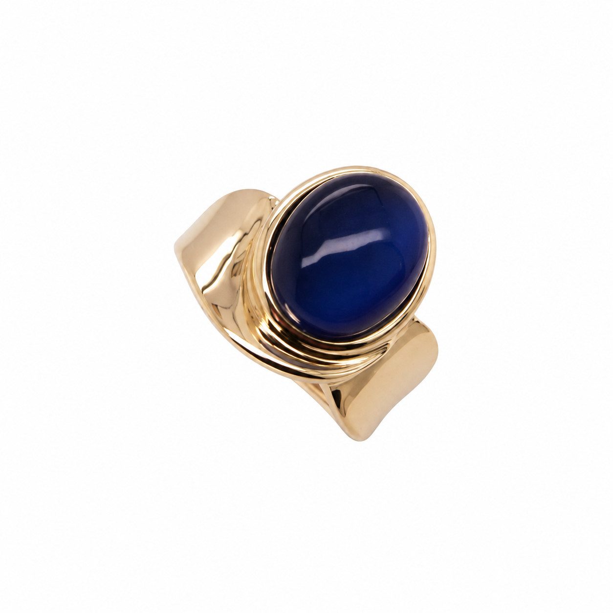 Sogni d'oro Fingerring "Mondnacht" mit tansanitfarbenem mystic Mondstein, Gelbgold 585