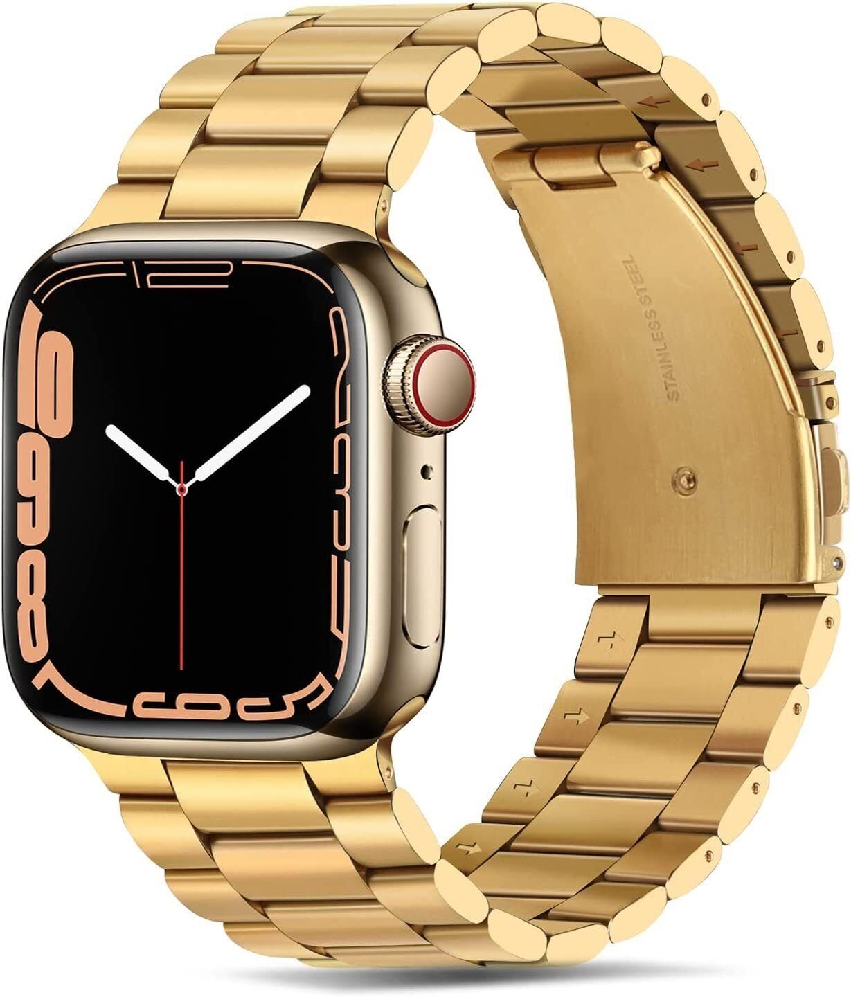 Widmann-Shop Smartwatch-Armband Apple Watch Armband Band Ersatz Edelstahl Serie 3 4 5 6 7 8 SE 38-49mm Gold