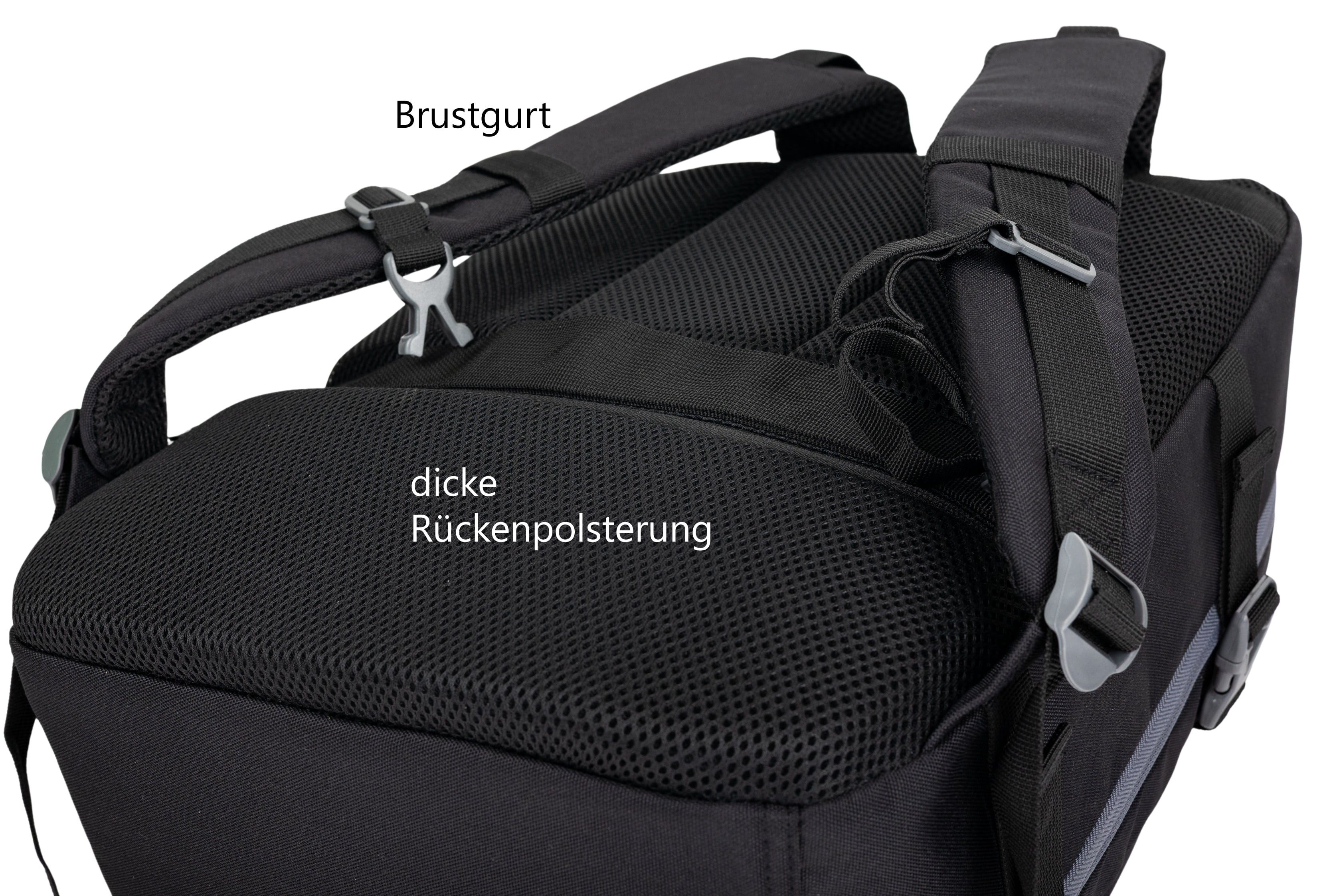 ELEPHANT Reiserucksack Handgepäck Fly Kabinen Daypack Herren Damen Laptopfach, Geheimfach Overnight Daypack Reise Flugzeug One ECO 13132 +Gurt