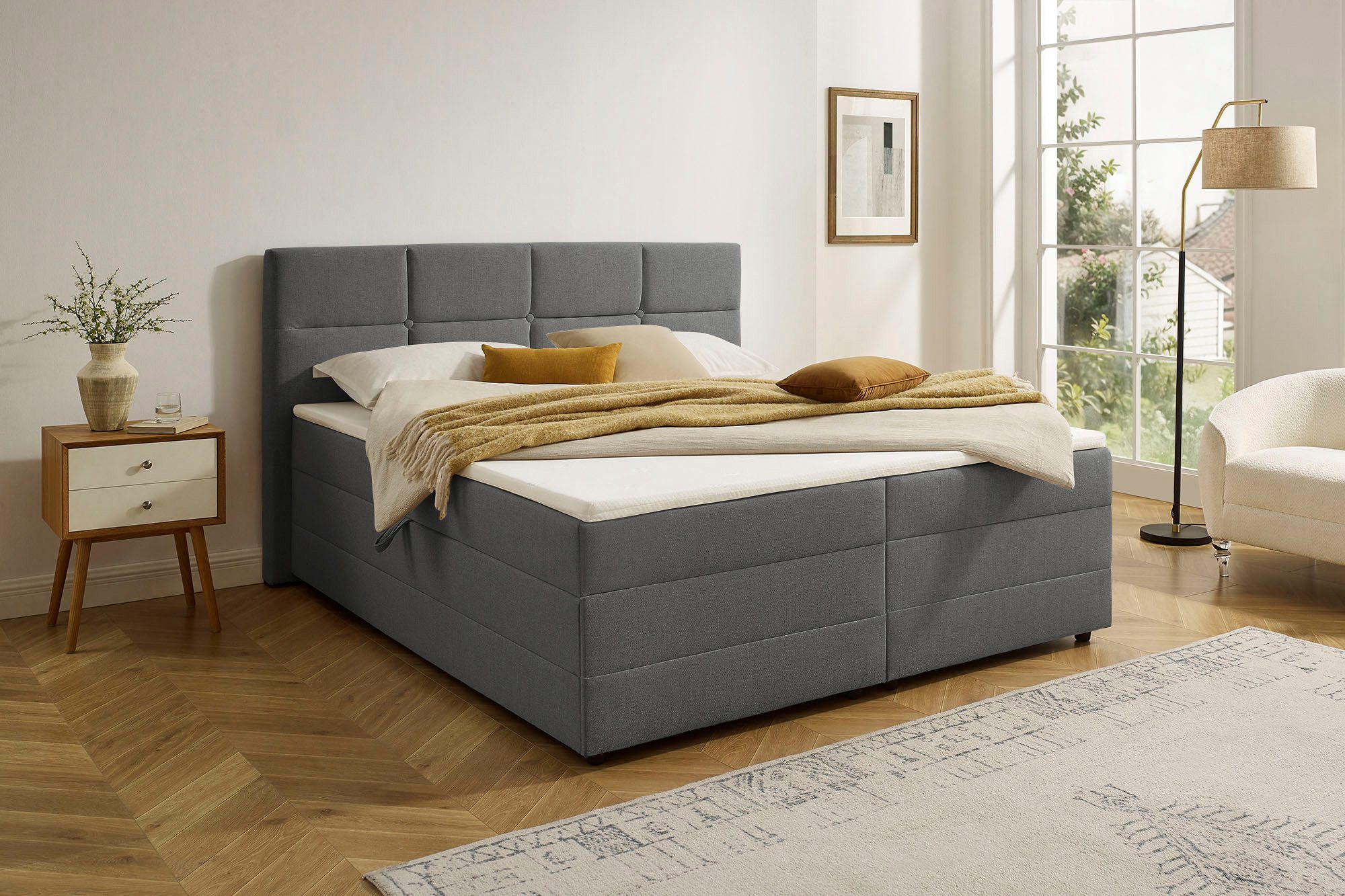 Boxbett Fillmore inkl. Bettkasten, Liegefläche 180x200 cm, in Boxspring-Optik