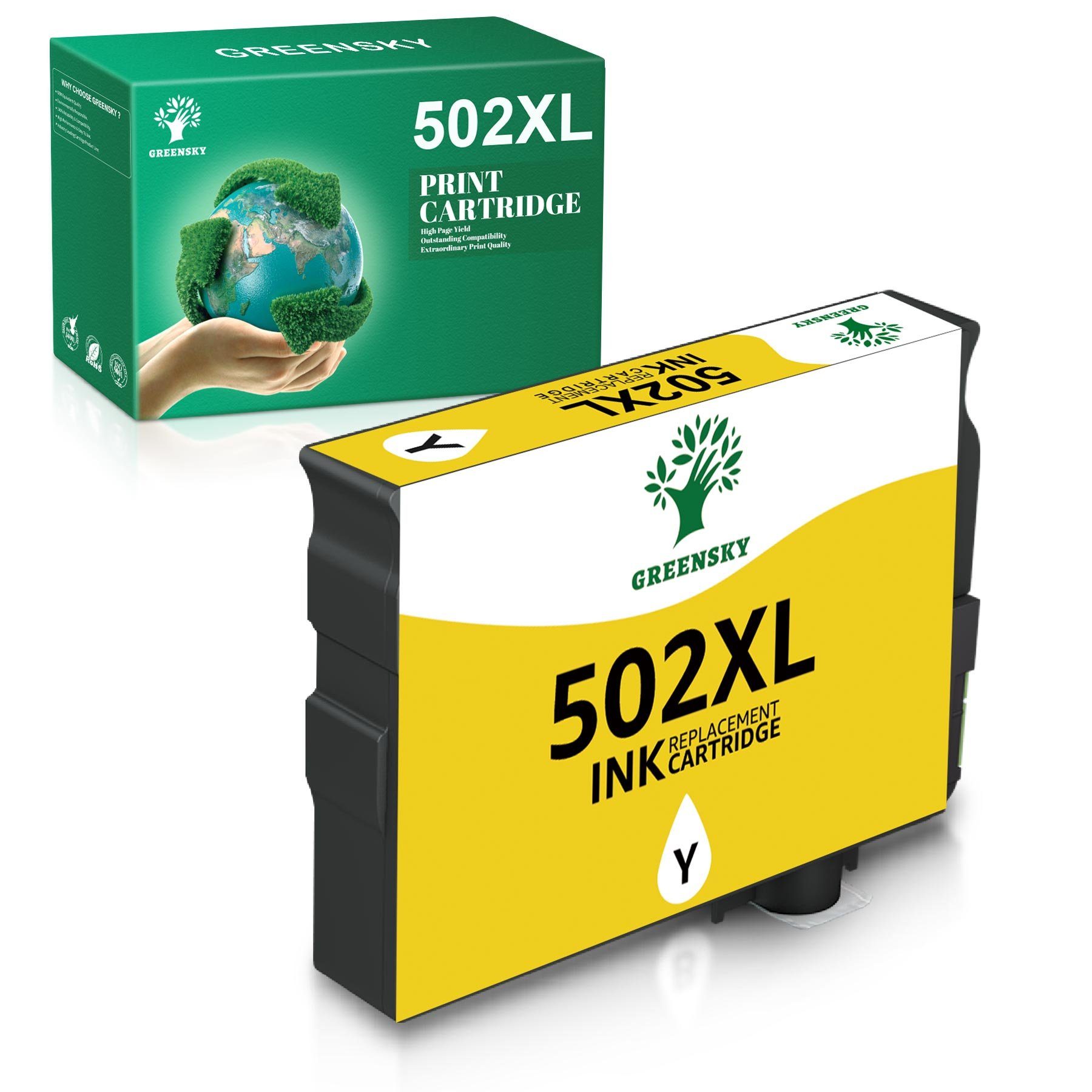 Greensky Ersatz für EPSON 502 XL Multipack Tintenpatrone (inklusive chip, XP 5100 XP 5105 WF-2860DWF WF-2865DWF) 1x Gelb