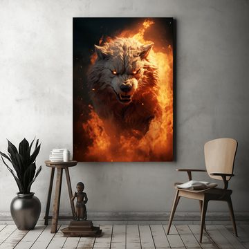 Hustling Sharks Leinwandbild Wolf-Bild als XXL Leinwandbild "Fire Wolf II" - exklusives Tierbild, in 7 unterschiedichen Größen verfügbar