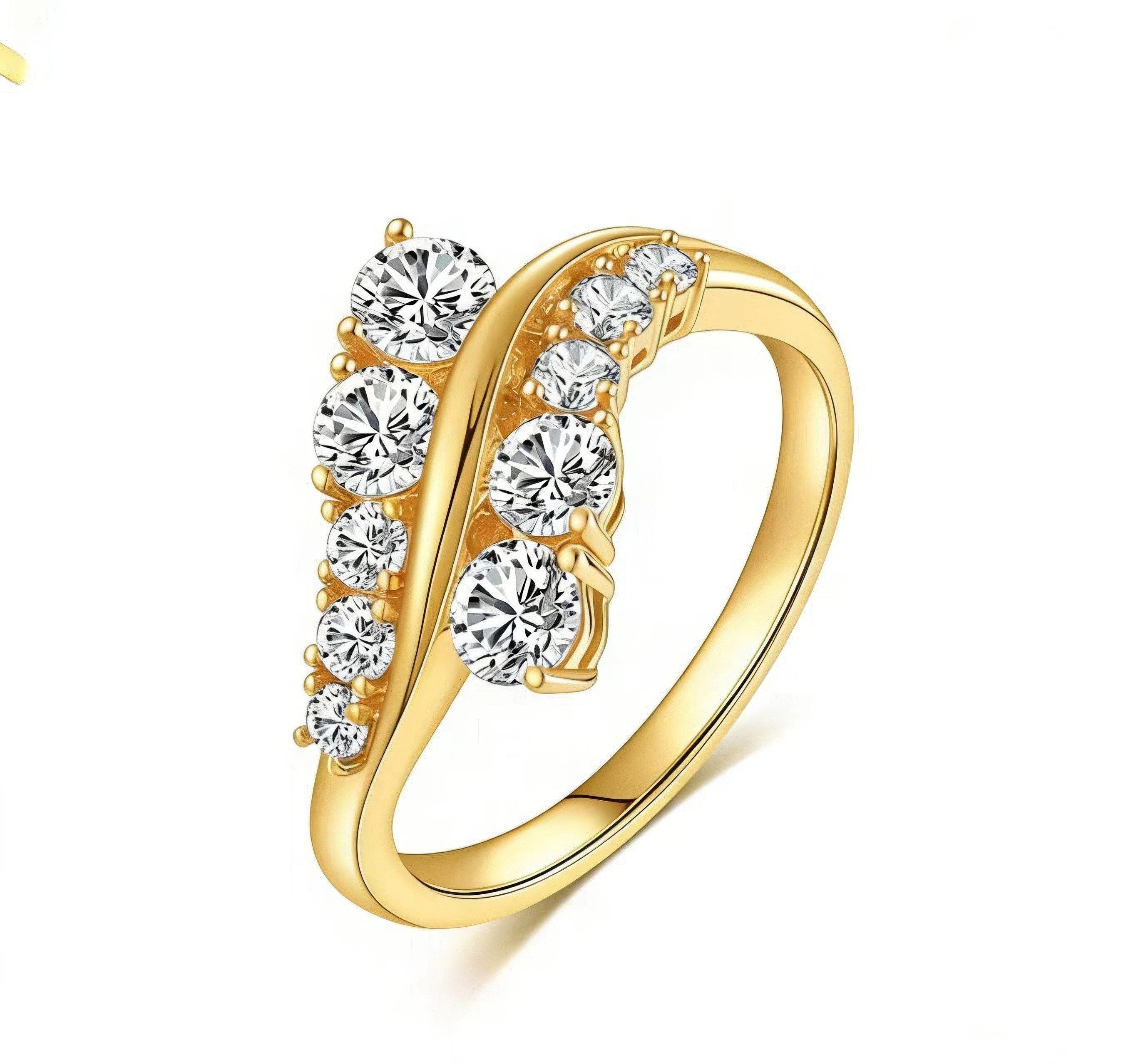 Jumpeak Diamantring Doppelreihiger Diamantring, D/E VVS/VS labordiamant,ring damen gold, engagement ring,geschenk für frau,geschenk ideen für frau