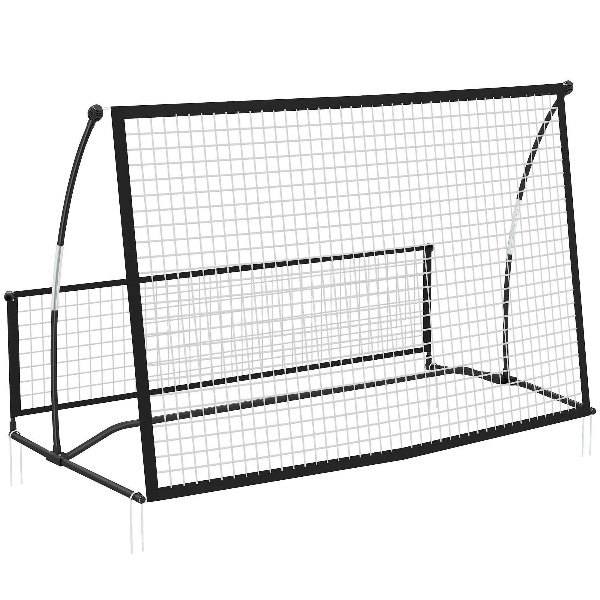 SPORTNOW Rebounder 200 x 94cm Kickback Tor mit Rückprallwand Netz, (2-in-1 Zweiseitig Faltbar Prellwand, 1-St., Fußballtor), für Jugendliche, für Handball Training, Schwarz