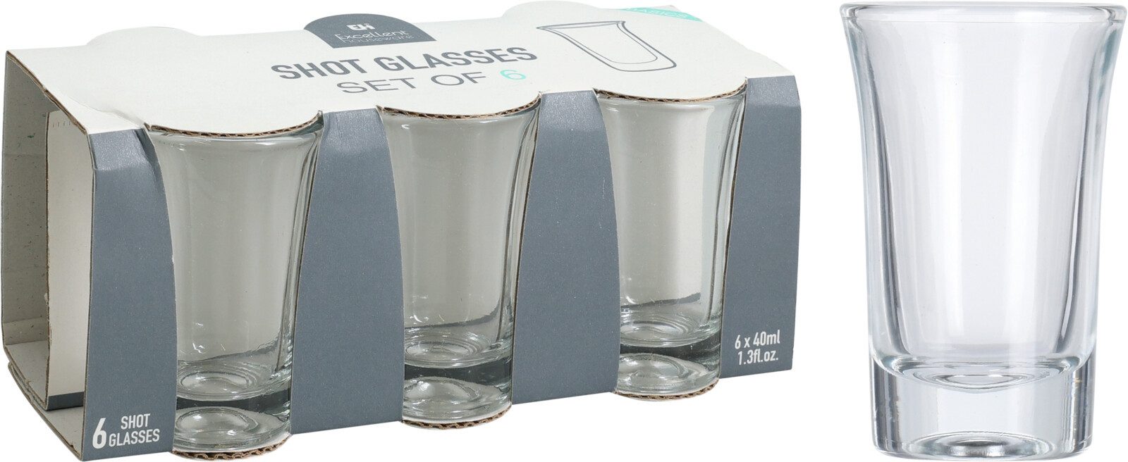 Koopman Schnapsglas Бокалы для шнапса Shotgläser 40 Ml Glas Kurze Стекло, Glas, 6tlg, 7x4,5cm, 40ml, Transparent, Partygläser
