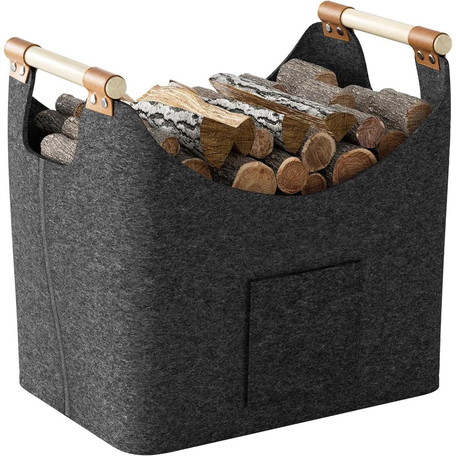 LuxusKollektion Kaminholzkorb Faltbarer Holzkorb Filztasche 60L