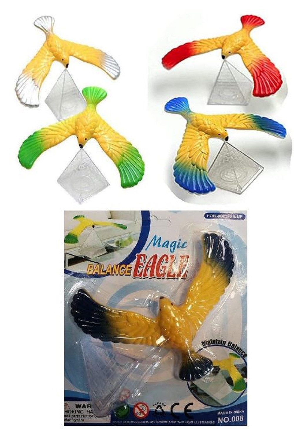 Rasehorn Spielfigur Schwebevogel, Balancieren, Vogel, Adler auf Pyramide, (3-tlg), Schwebender, Motorikspiel, Tischdeko
