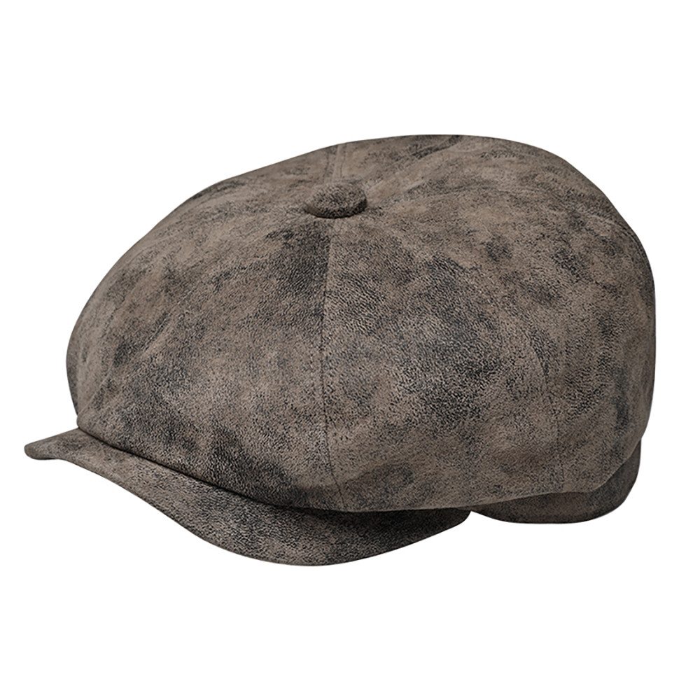Fiebig Ballonmütze 8-Panel Pigskin Leder Flatcap für Herren & Damen