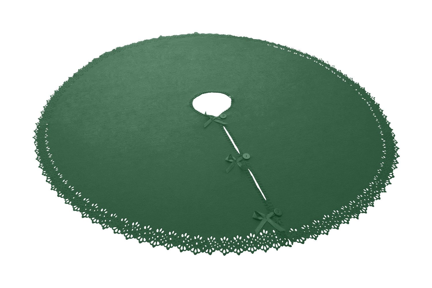 wometo Baumteppich Weihnachtsbaumdecke / Baumunterlage mit Knöpfen & Satin-Schleifen, Rund, OEKO-TEX®, Tannenbaum-Decke mit Knöpfen & Satin-Schleifen