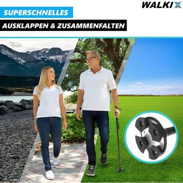 MAVURA Gehstock WALKIX Faltbarer Spazierstock Wanderstock Gehhilfe Krückstock, Gehstütze mit LED Licht höhenverstellbar klappbar faltbar