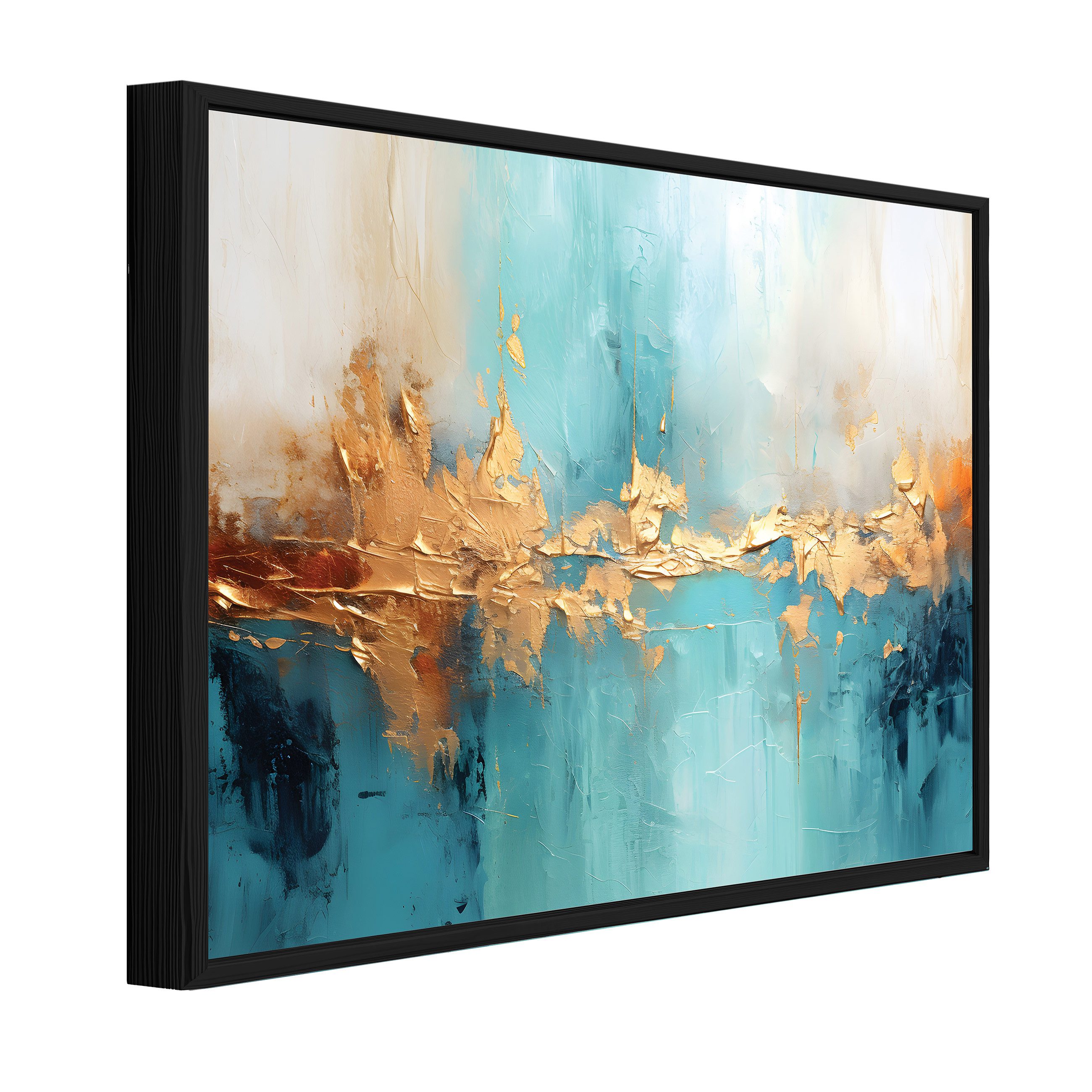 Wallarena Leinwandbild Abstrakt gold blau Kunst groß Modern Bilder XXL Lein günstig online kaufen