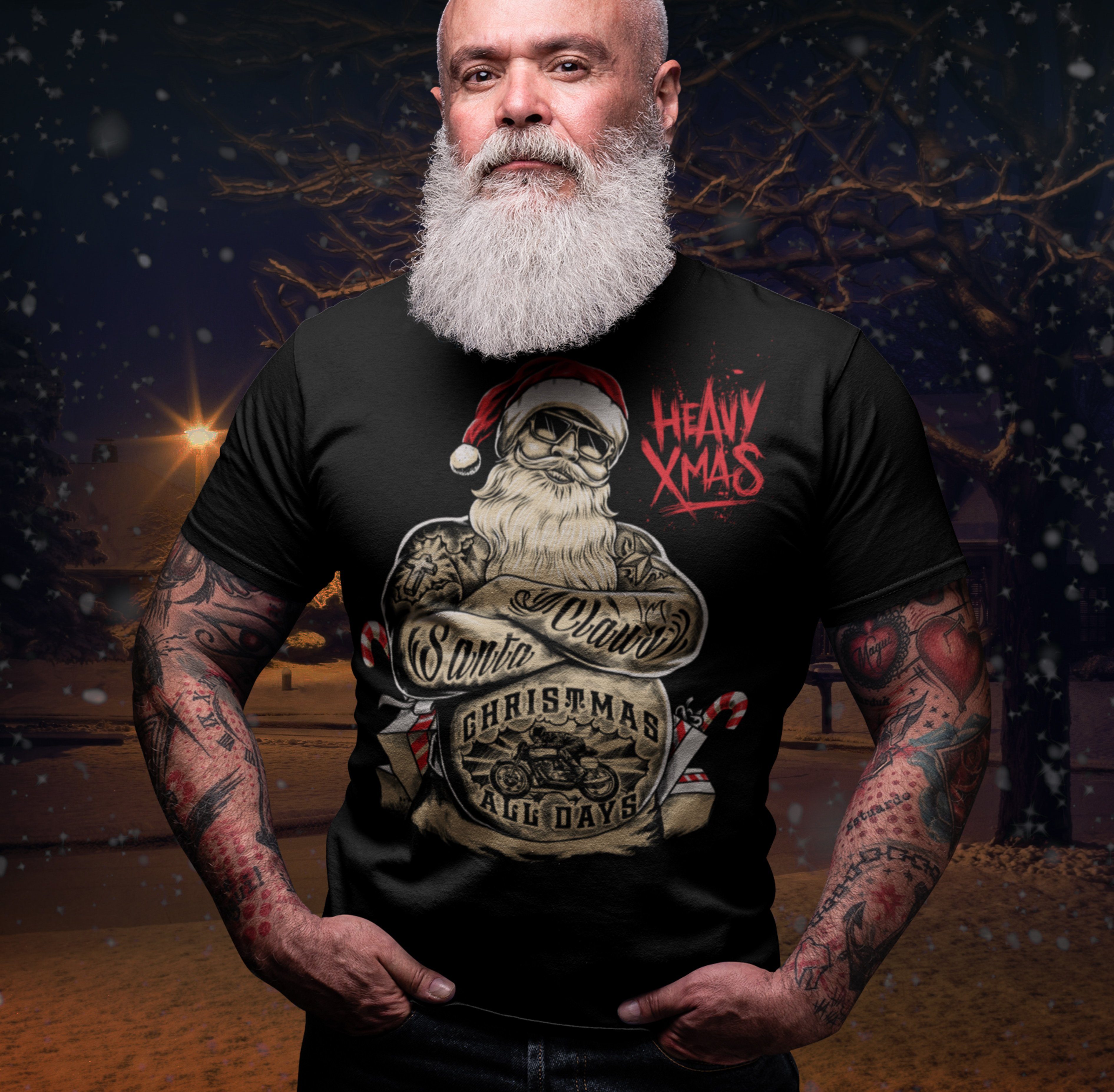 GASOLINE BANDIT® T-Shirt als das Weihnachtsoutfit für Biker: Heavy Xmas