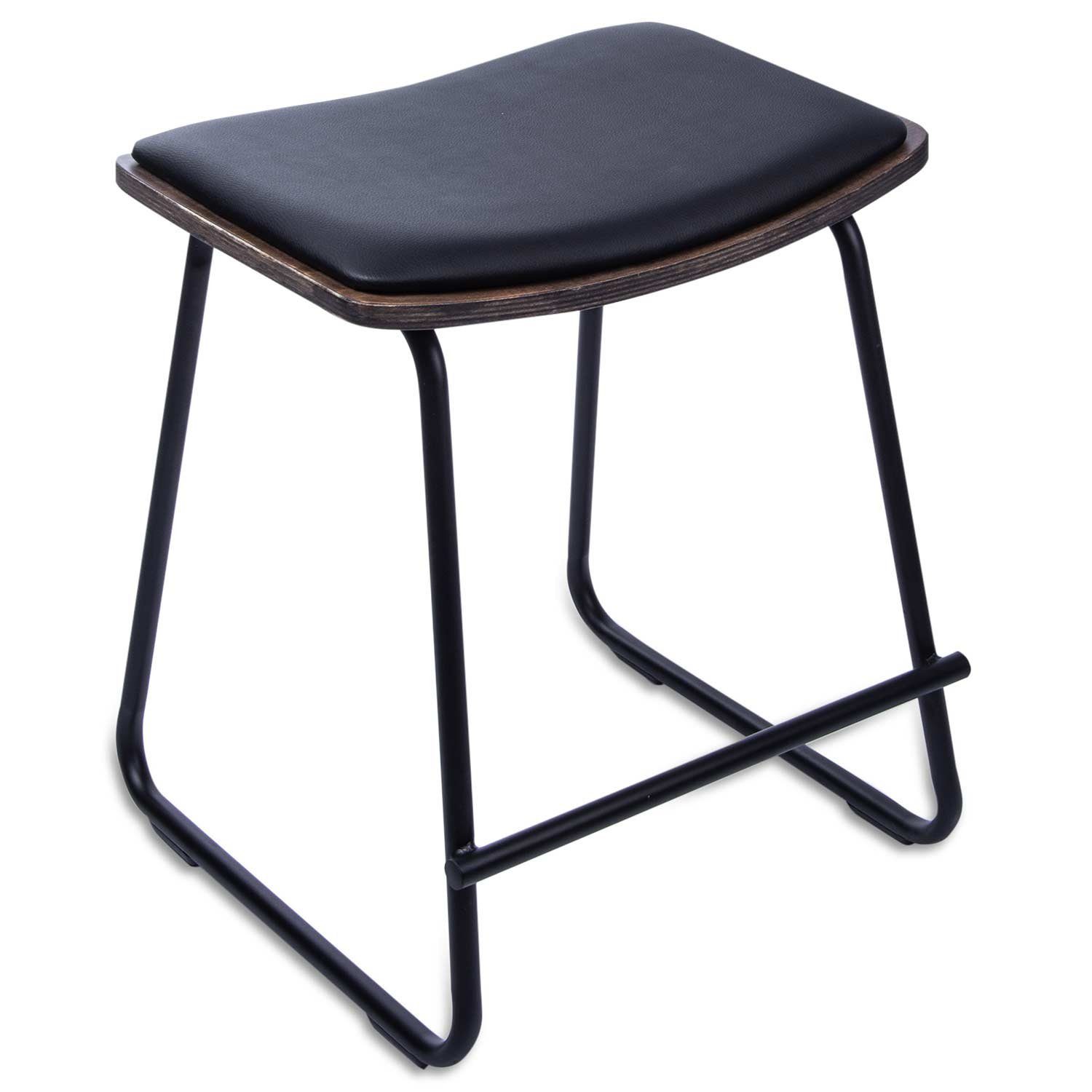 Bar-Chair mit Barstuhl Metall und (Küchen-Hocker Fußstütze bequemer Goods+Gadgets aus Barhocker Sitzauflage mit Leder-Sitzfläche Deluxe),