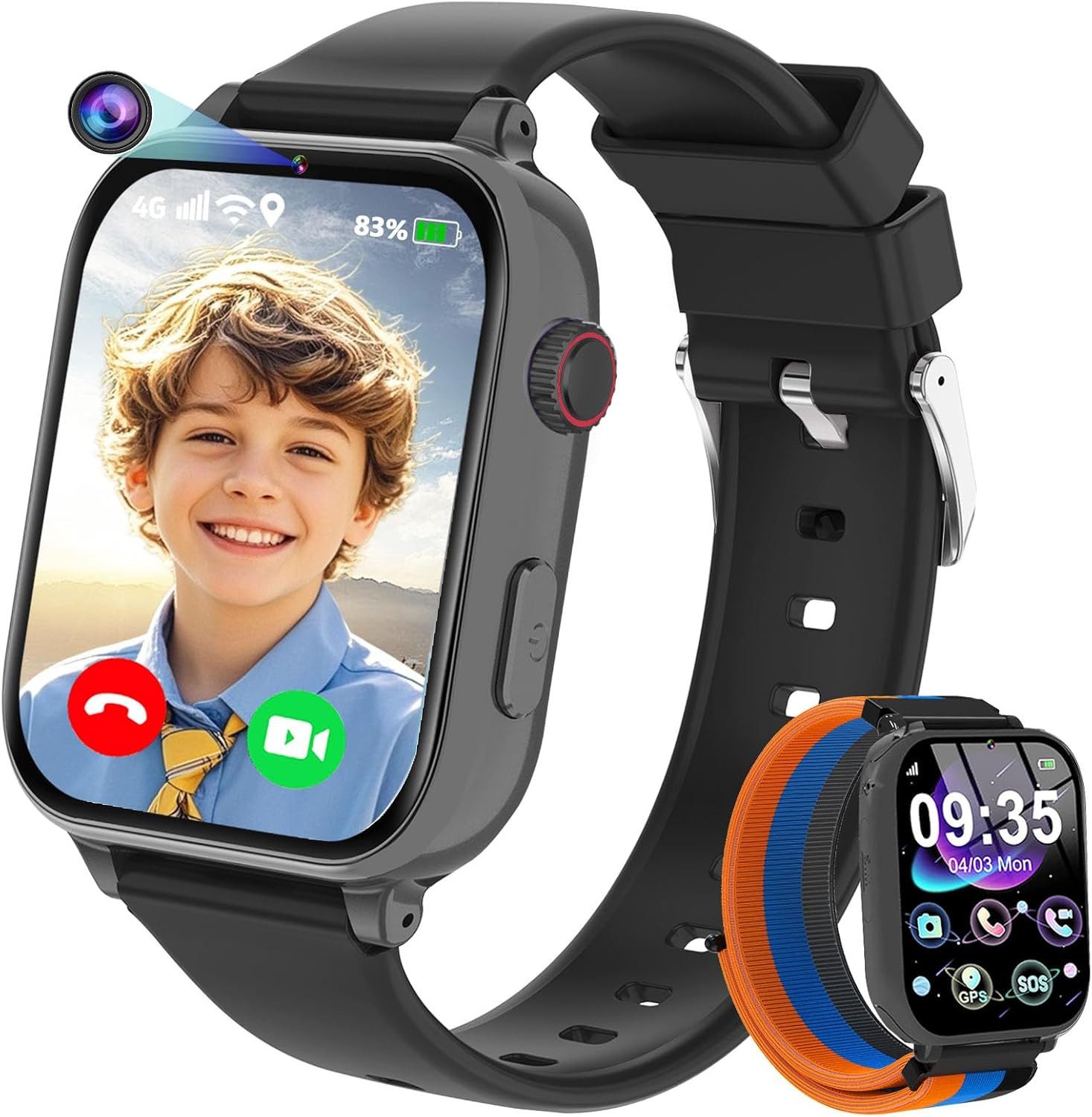 CATGIFF A22 Smartwatch (2,5 cm, sim-karte), Kinder Smartwatch mit GPS Videoanruf