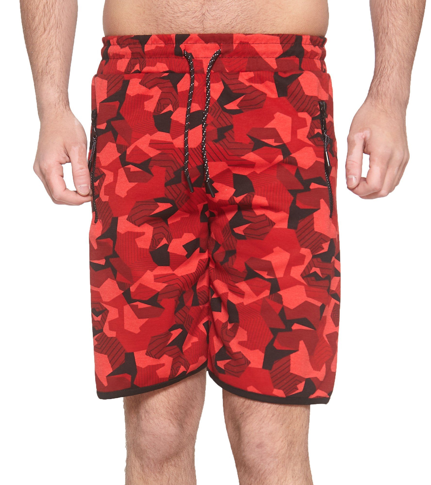John Kayna Shorts Herren Jogging Streetwear Rot (Kurze Bermudas Freizeit im Fitness modischem Camouflage Hose Jogger 1-tlg., Casual Sweatpants, Design) Hose
