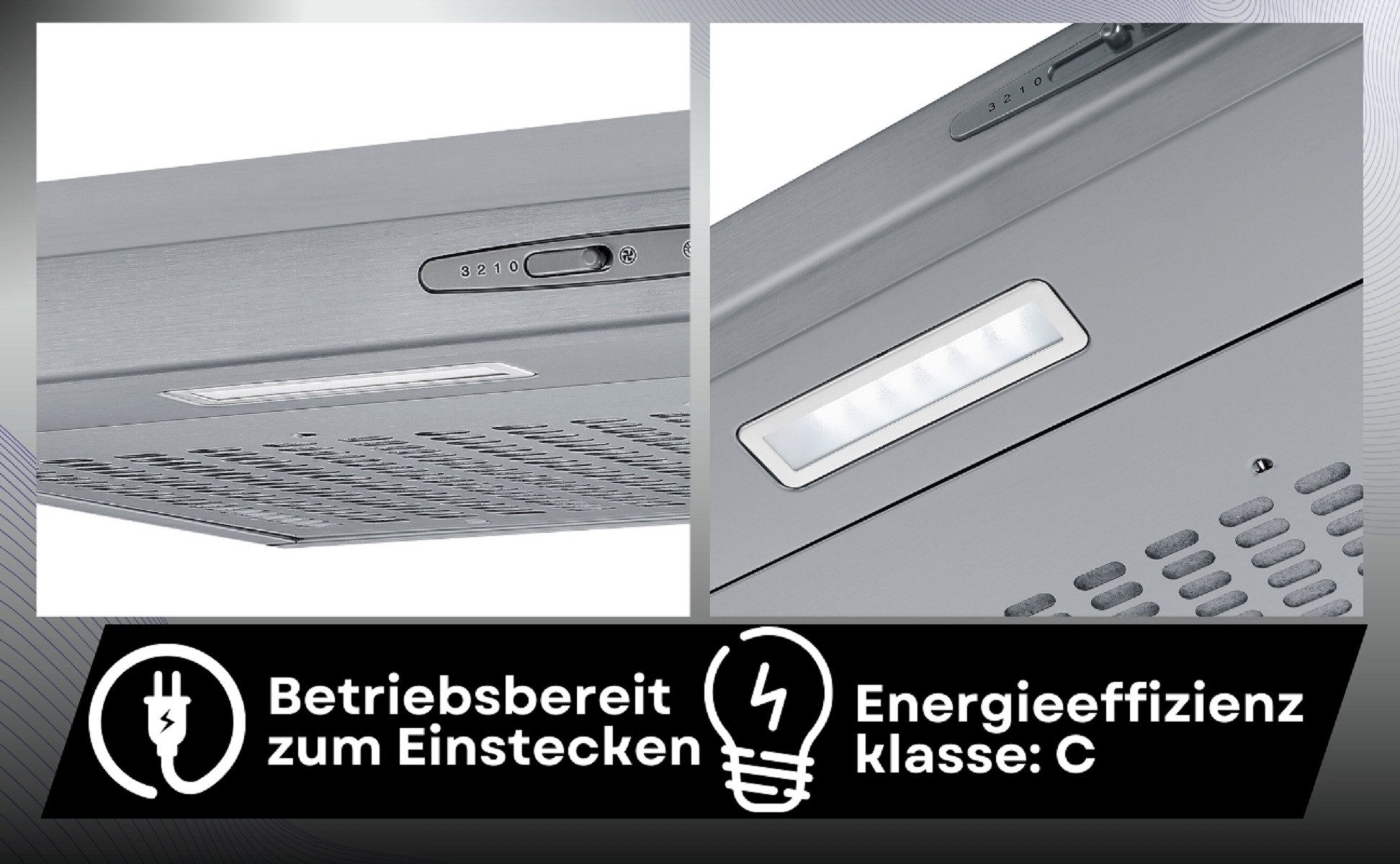 PKM Unterbauhaube KHU-602-H 60cm elegante Dunstabzugshaube Abzugshaube Serie KHU-602-H Edle Unterbau-Dunstabzugshaube mit herausnehmbaren Fettfiltern – Bild 5 von 5