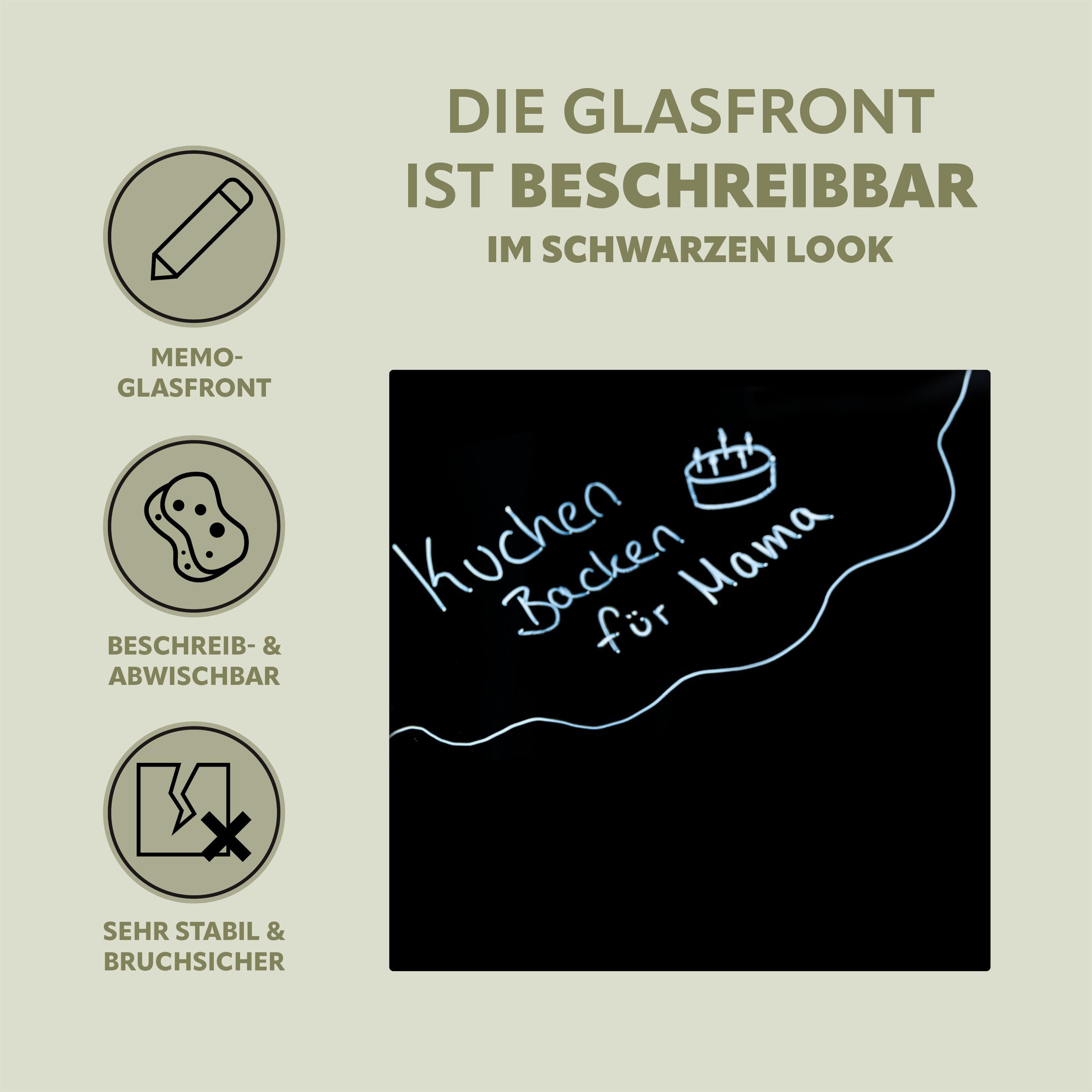 bremermann Schlüsselkasten XL schwarze Glasfront, 13 Haken, Korpus Metall grau