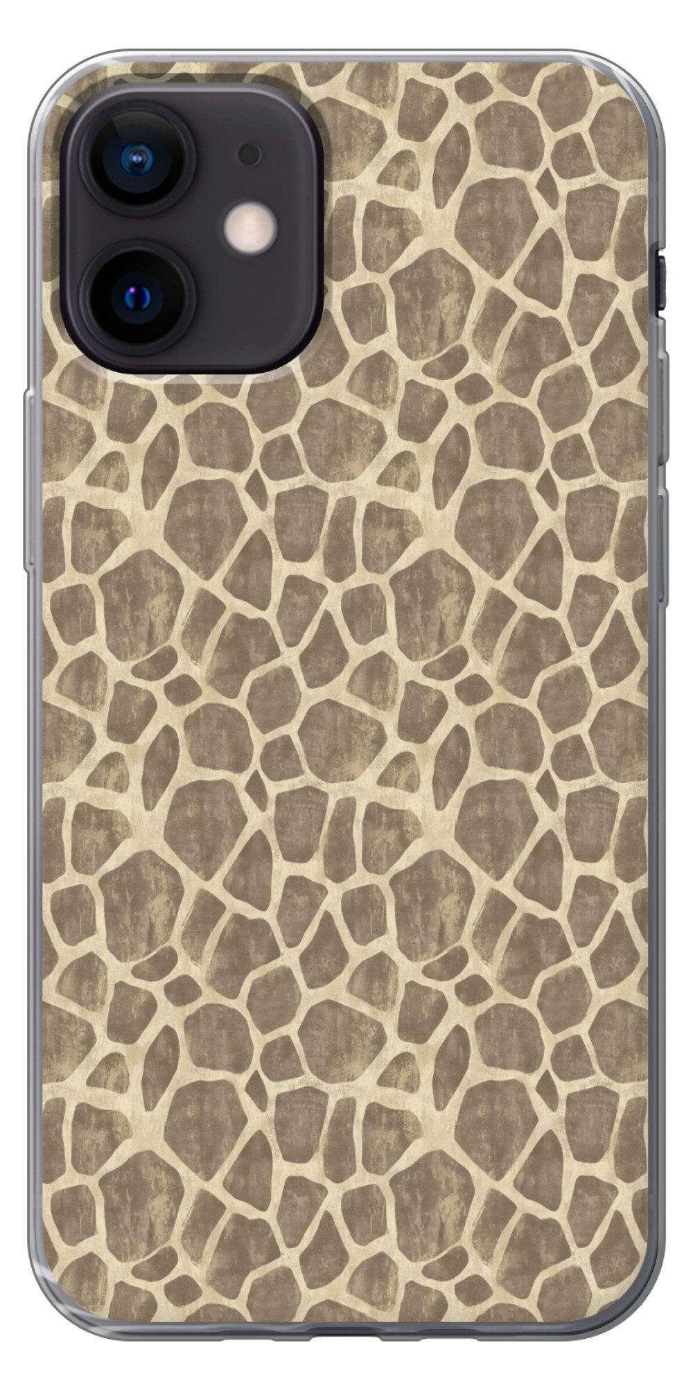 MuchoWow Handyhülle für Apple iPhone 12 Giraffe - Muster - Beige - Braun, Smartphone-Bumper, Print, Handy Schutzhülle Dünn