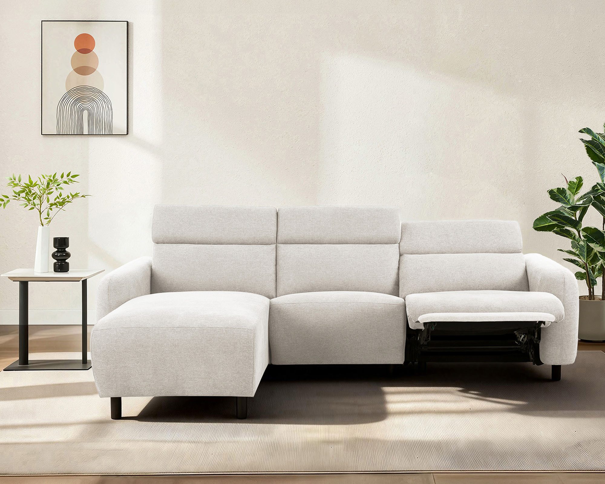 Ecksofa SKAANE Struktur, L-Form, 274 cm, manuelle/elektrische Relaxfunktion