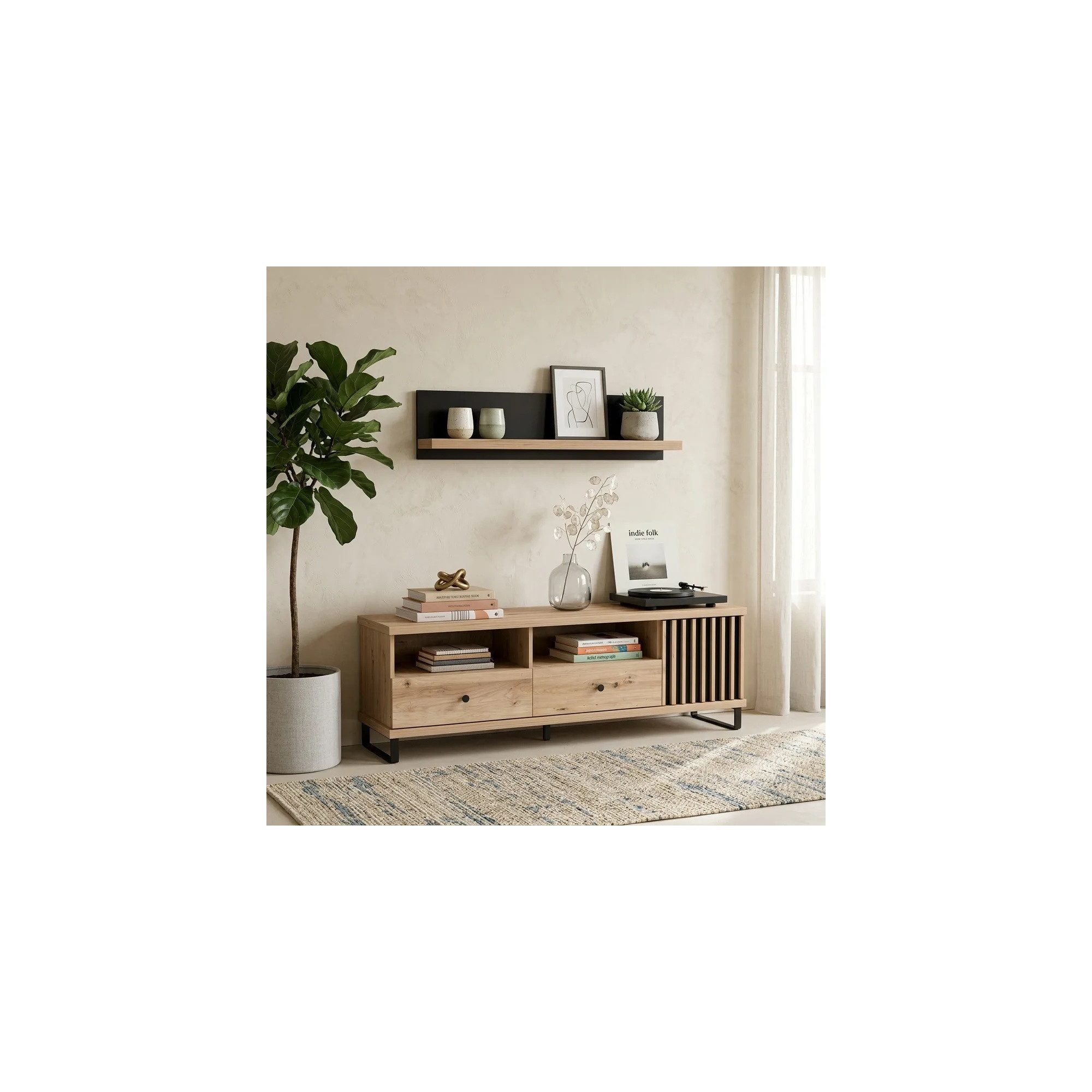 Raumhirsch Furniture Hängeregal Hängeregal, Wandboard, Regal mit Stauraum, Maße: 120 x 18 x 32 cm (ABS-Kanten, Wandmontage), Artisan-Eiche, moderne Optik, platzsparend, vielseitig einsetzbar