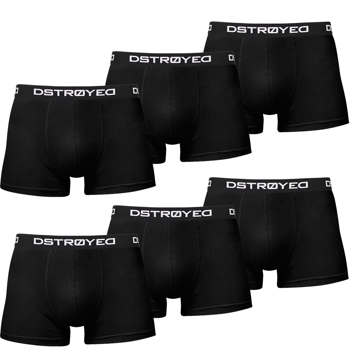 DSTROYED Boxershorts Herren Männer Unterhosen Baumwolle Premium Qualität perfekte Passform (Sparpack, 6er Pack) S - 7XL 607b-schwarz