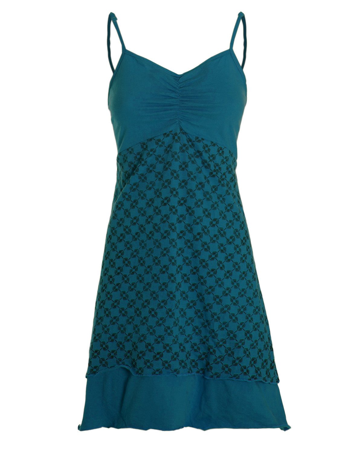 Vishes Sommerkleid Damen Babydoll Spaghettiträger bedruckt Baumwolle Alternative Mode, Boho, Hippie, Ethno, Festival